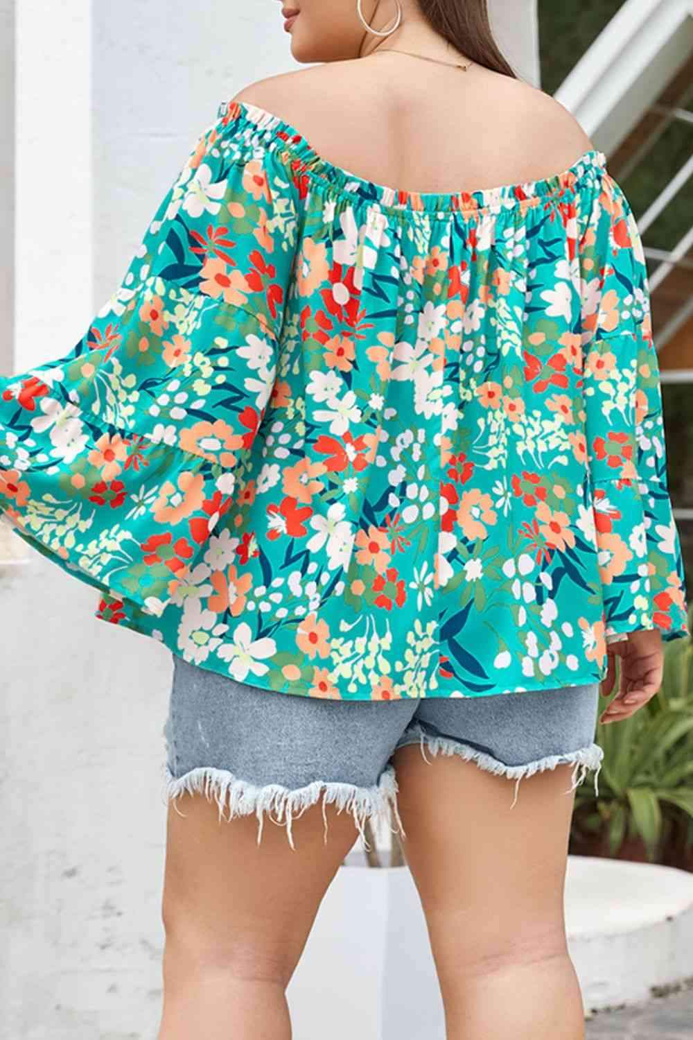 Plus Size Floral Off-Shoulder Blouse Blouses - Tophatter Daily Deals