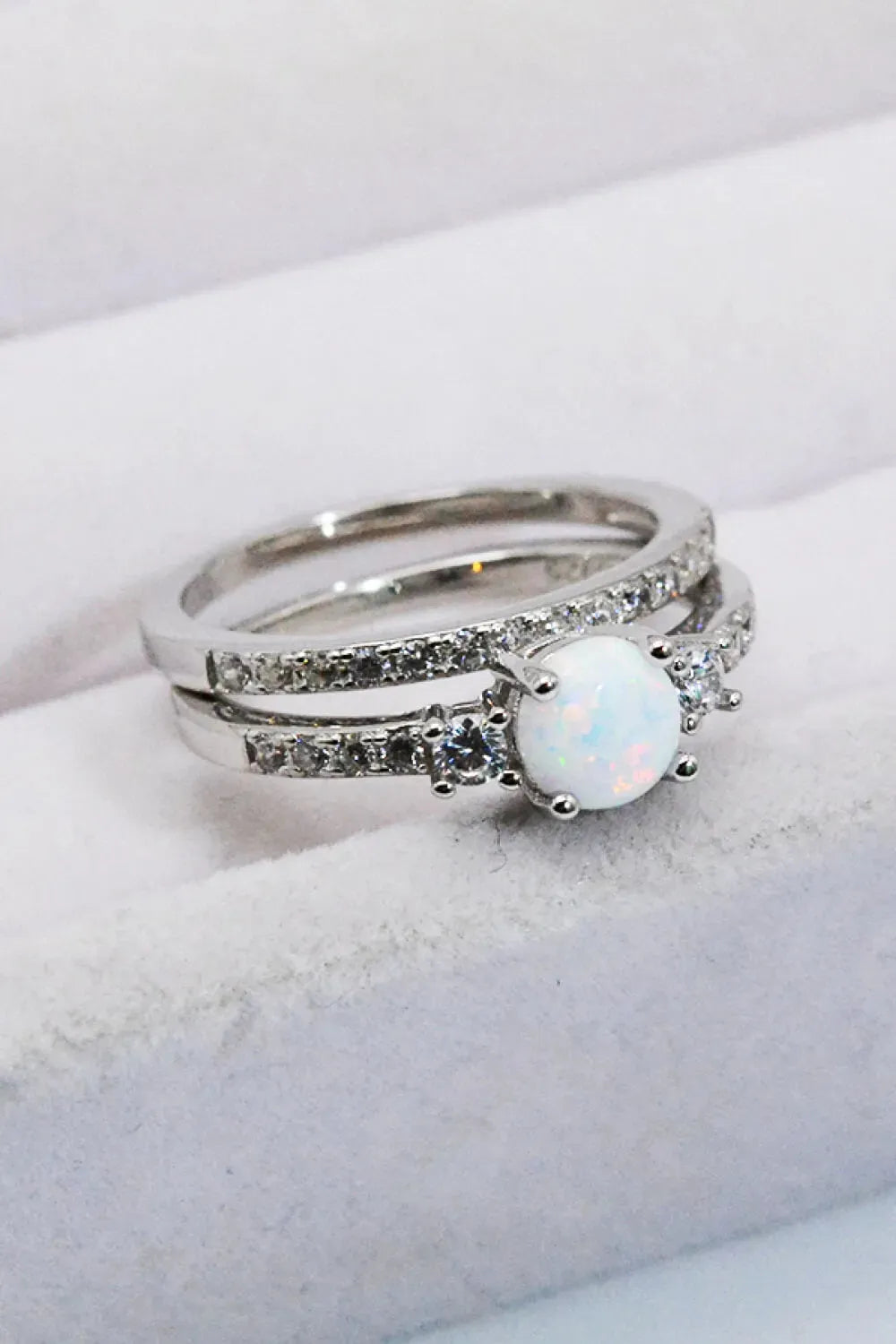 925 Sterling Silver Opal Split Shank Ring Opal Opal - Tophatter Daily Deals