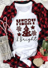 MERRY & BRIGHT Round Neck Short Sleeve T-Shirt Women's T-Shirts - Tophatter Daily Deals