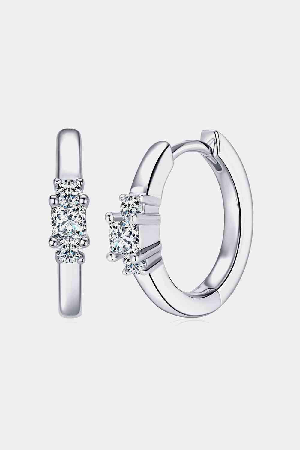 Moissanite 925 Sterling Silver Huggie Earrings Silver One Size Moissanite - Tophatter Daily Deals