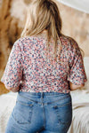 Plus Size Floral Drawstring Detail Blouse Blouses - Tophatter Daily Deals