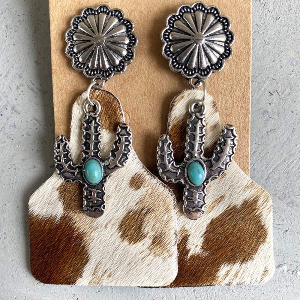 Turquoise Decor Cactus Alloy Earrings Style B One Size Earrings - Tophatter Daily Deals