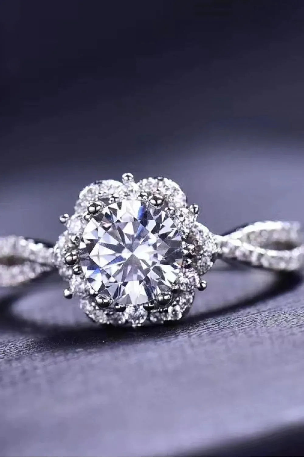 Platinum-Plated Six Prong 1 Carat Moissanite Ring Moissanite - Tophatter Daily Deals