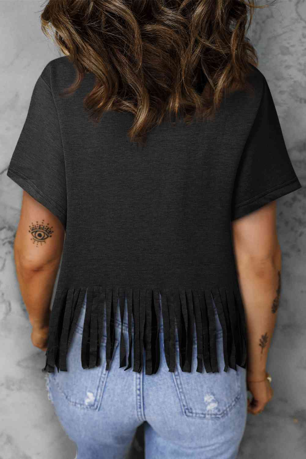 V-Neck Fringe Hem T-Shirt - Shop Tophatter Deals, Electronics, Fashion, Jewelry, Health, Beauty, Home Decor, Free Shipping