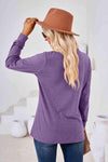 V-Neck Buttoned Long Sleeve Blouse Blouses - Tophatter Daily Deals