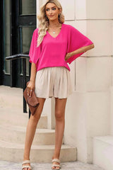 V-Neck Cloak Sleeve Blouse Blouses - Tophatter Daily Deals