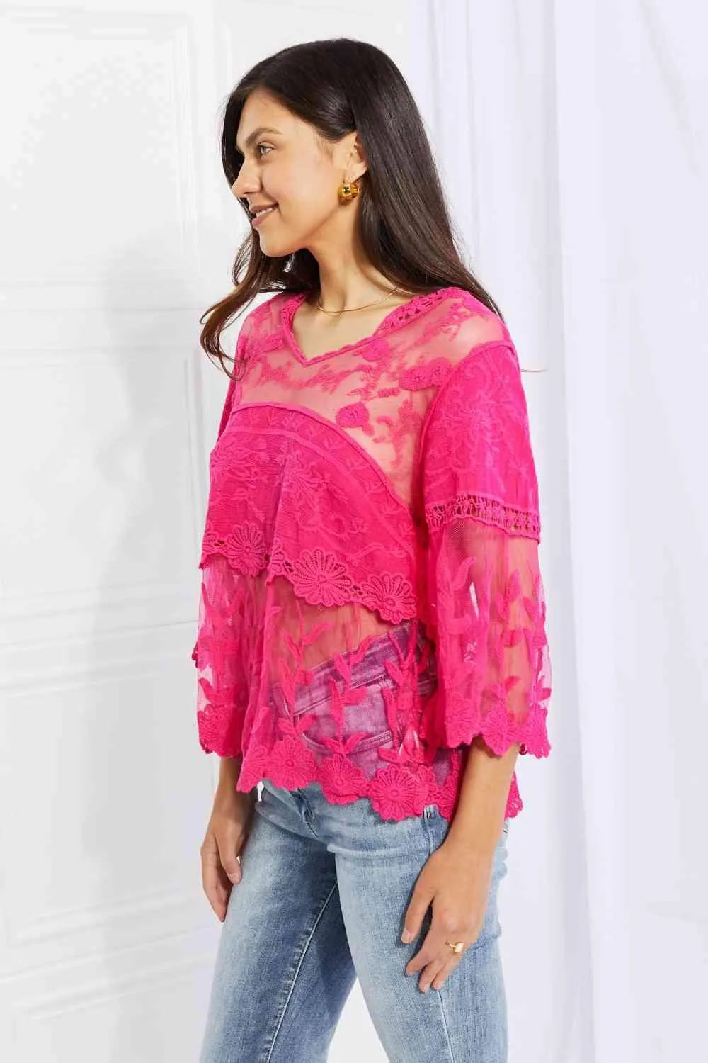 Davi & Dani Full Size Lace Oasis Top Blouses - Tophatter Daily Deals