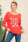 Celeste Full Size Heart Graphic Long Sleeve T-Shirt Red Blouses - Tophatter Daily Deals