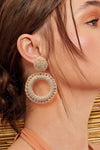 Round Shape Raffia Grass Dangle Earrings Earrings - Tophatter Daily Deals