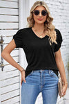 V-Neck Twisted Short Sleeve T-Shirt Women's T-Shirts - Tophatter Daily Deals