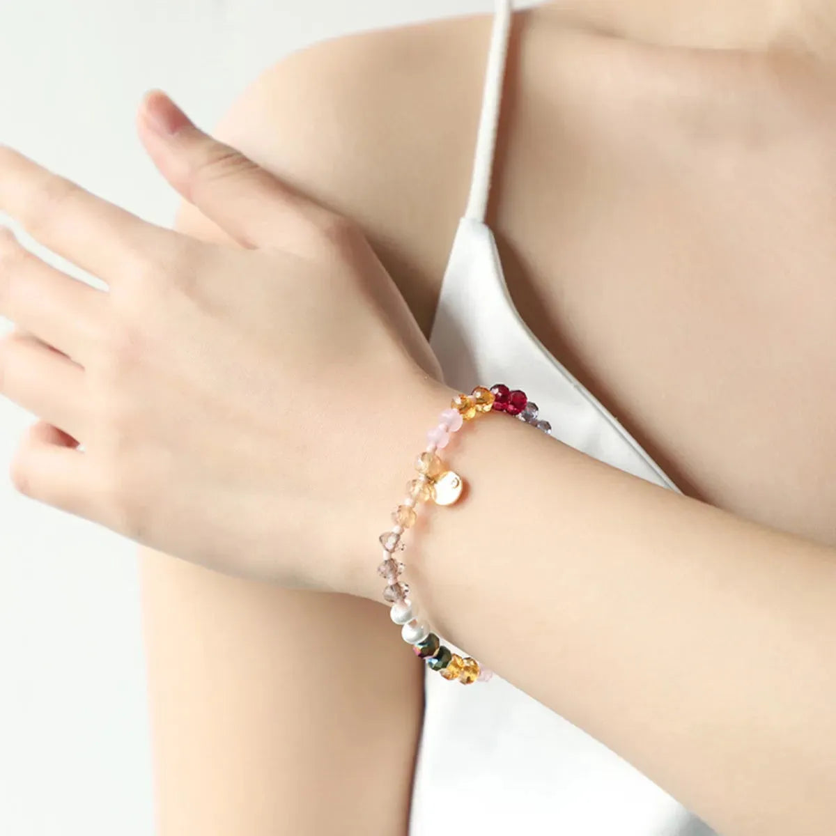Copper Glass Bead Charm Bracelet Style B One Size Bracelets - Tophatter Daily Deals