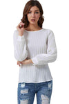 Double Take Ribbed Round Neck Long Sleeve Top Blouses - Tophatter Daily Deals