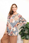 Sew In Love Full Size Flower Print Long Sleeve Top Blouses - Tophatter Daily Deals