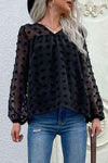 Swiss Dot V-Neck Blouse Blouses - Tophatter Daily Deals