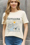 Simply Love Full Size GREAT OUTDOORS Graphic Cotton Tee Ivory Women's T-Shirts - Tophatter Daily Deals