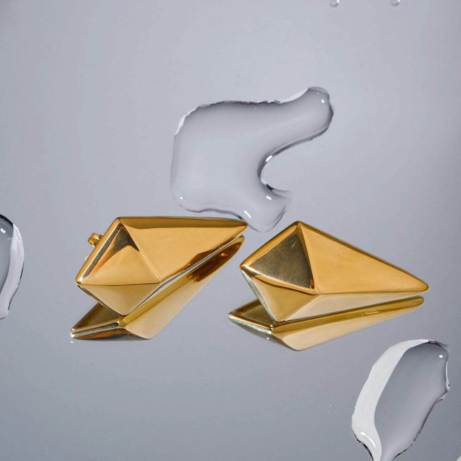 Stainless Steel 18K Gold-Plated Geometric Earrings Earrings - Tophatter Daily Deals