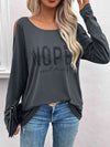 Graphic Cutout Round Neck T-Shirt Charcoal Women's T-Shirts - Tophatter Daily Deals