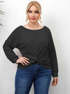 Plus Size Twisted Drop Shoulder T-Shirt Black Women's T-Shirts - Tophatter Daily Deals