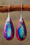 Handmade Teardrop Shape Natural Stone Dangle Earrings Fuchsia One Size Earrings - Tophatter Daily Deals