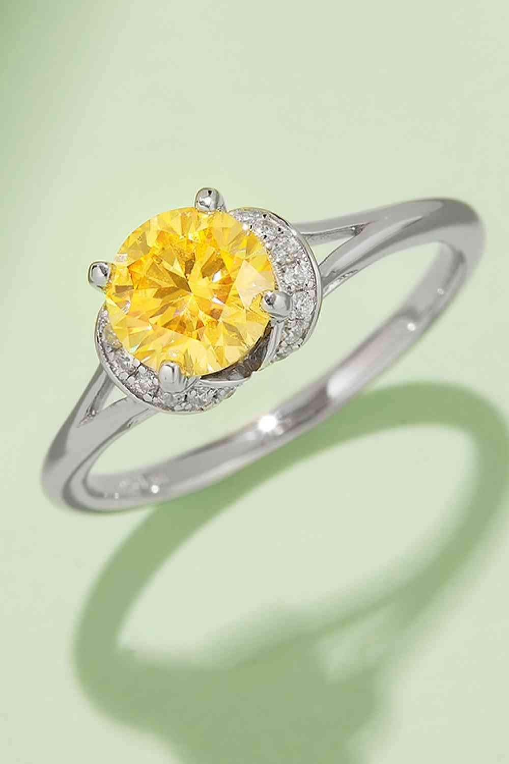 1 Carat Moissanite 4-Prong 925 Sterling Silver Ring Mustard Moissanite - Tophatter Daily Deals