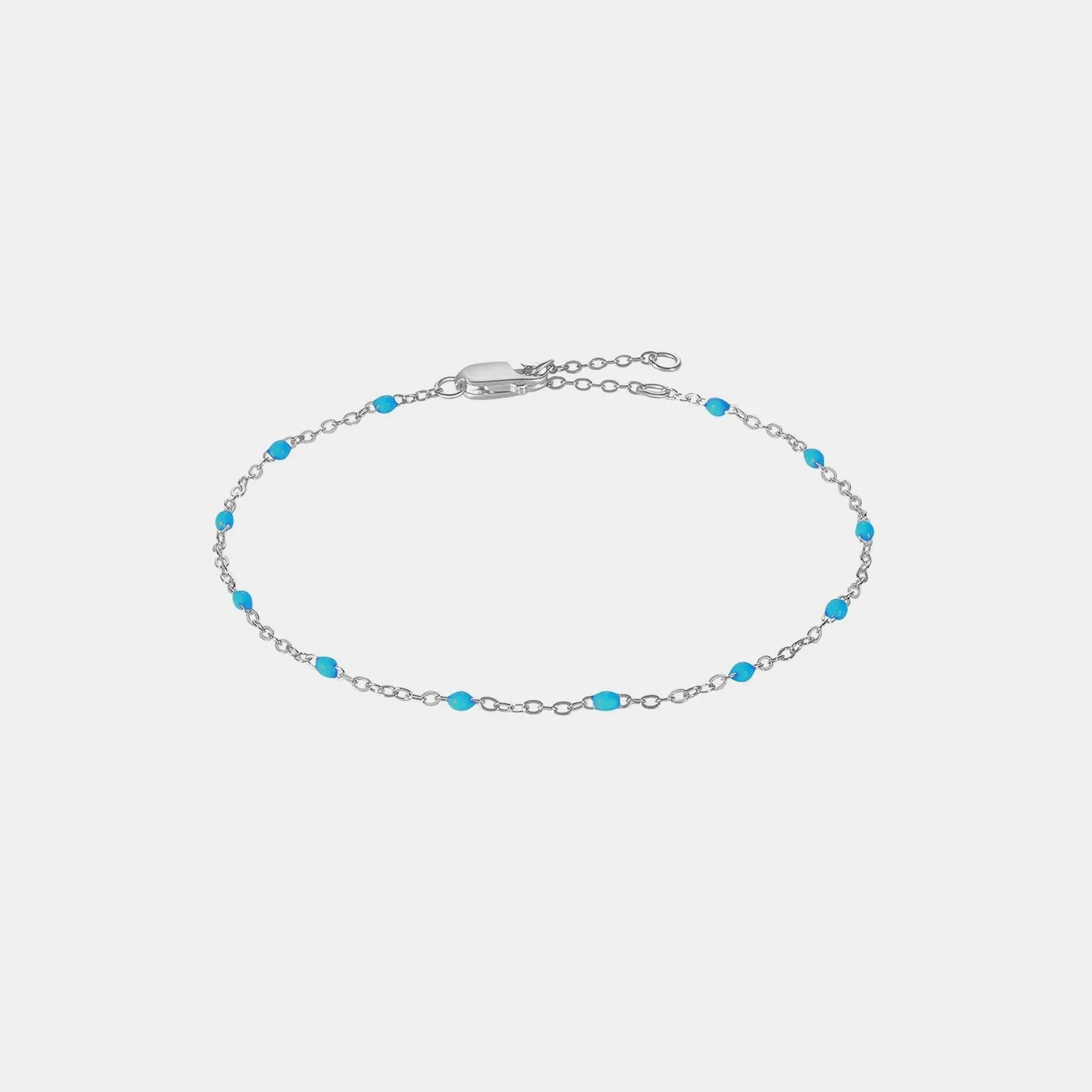 Bead 925 Sterling Silver Bracelet Silver Blue One Size Bracelets - Tophatter Daily Deals