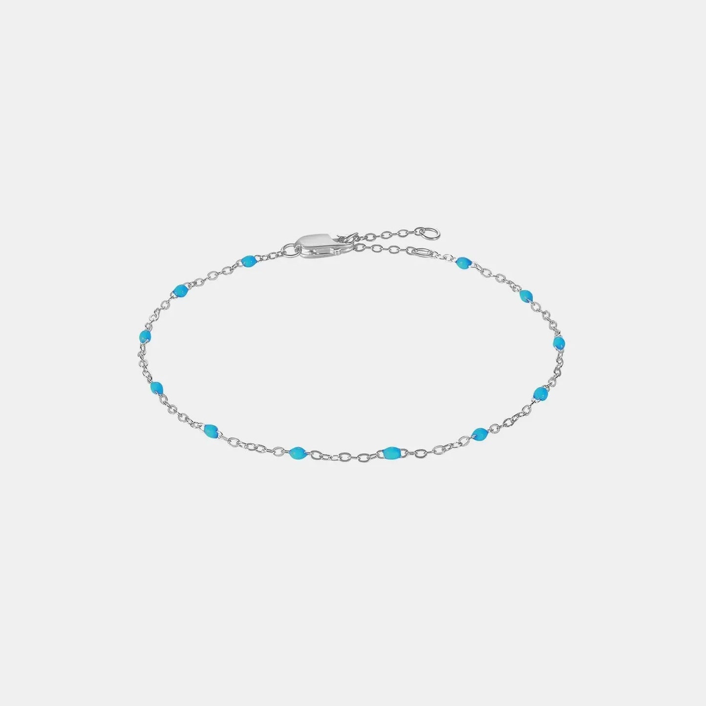 Bead 925 Sterling Silver Bracelet Silver Blue One Size Bracelets - Tophatter Daily Deals