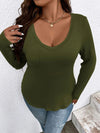 Plus Size V-Neck Long Sleeve T-Shirt Women's T-Shirts - Tophatter Daily Deals