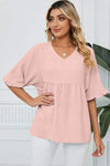 Peplum V-Neck Half Sleeve T-Shirt Women's T-Shirts - Tophatter Daily Deals