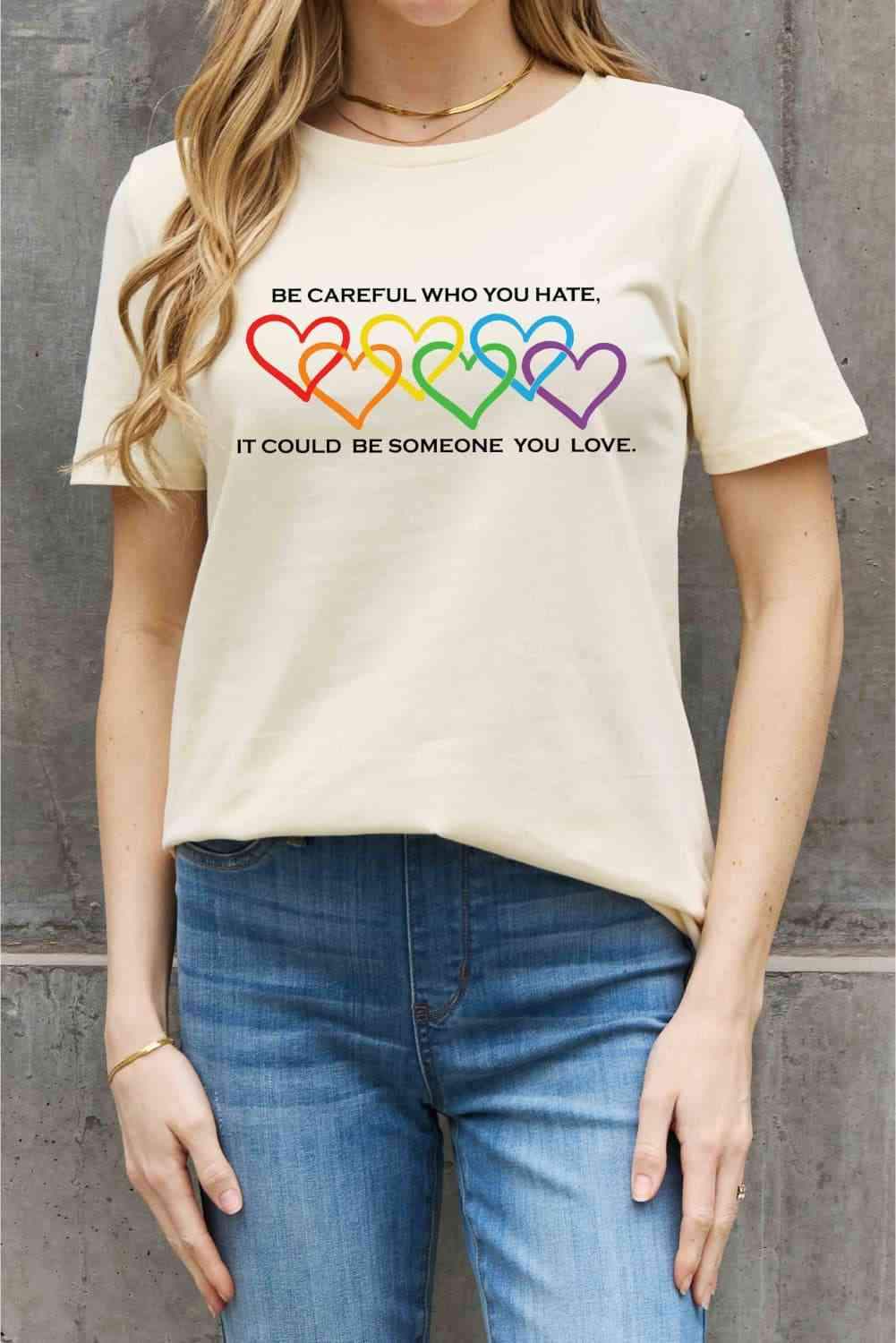 Simply Love Full Size Heart Slogan Graphic Cotton Tee Women's T-Shirts - Tophatter Daily Deals