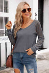 V-Neck Long Raglan Sleeve Top - Tophatter Deals