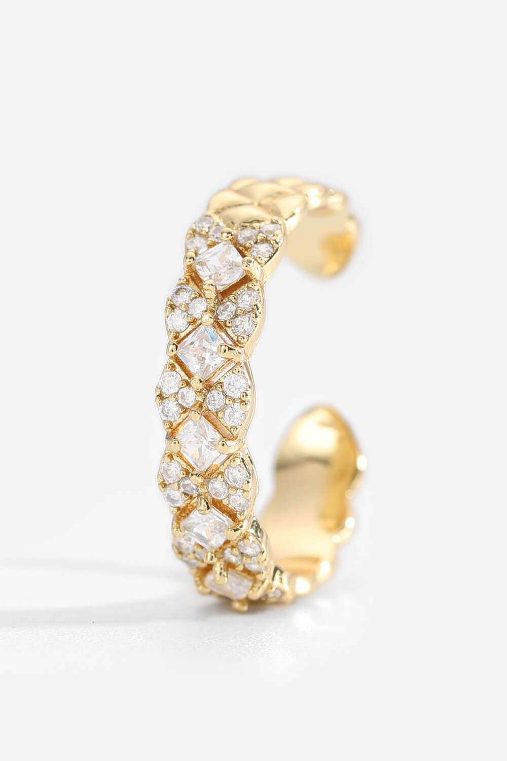 Inlaid Zircon 18K Gold-Plated Open Ring Rings - Tophatter Daily Deals