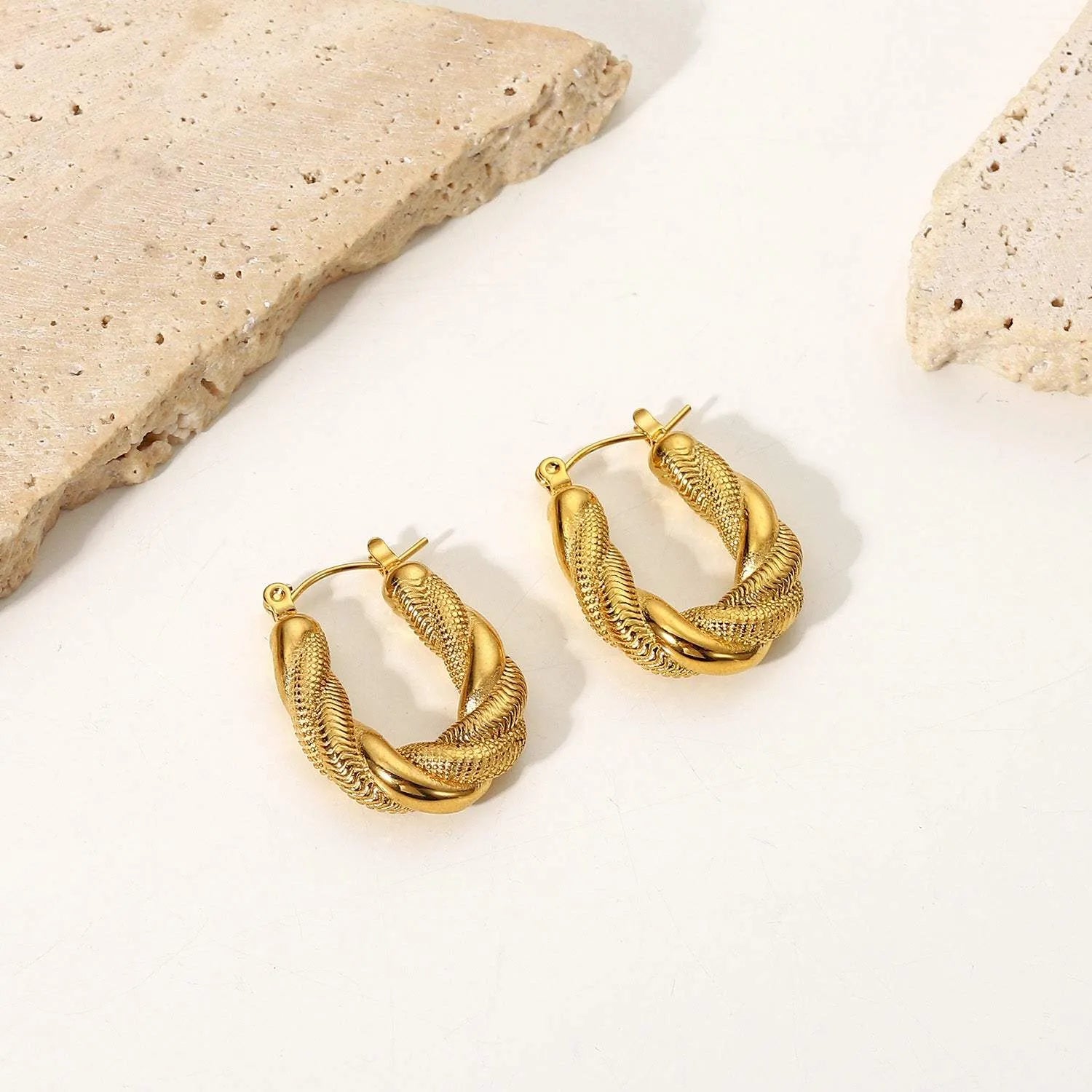 Twisted Hoop Earrings Earrings - Tophatter Daily Deals