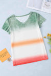 Double Take Tie-Dye V-Neck Short Sleeve Tee Women's T-Shirts - Tophatter Daily Deals