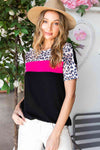 Leopard Color Block Short Sleeve Tee Women's T-Shirts - Tophatter Daily Deals