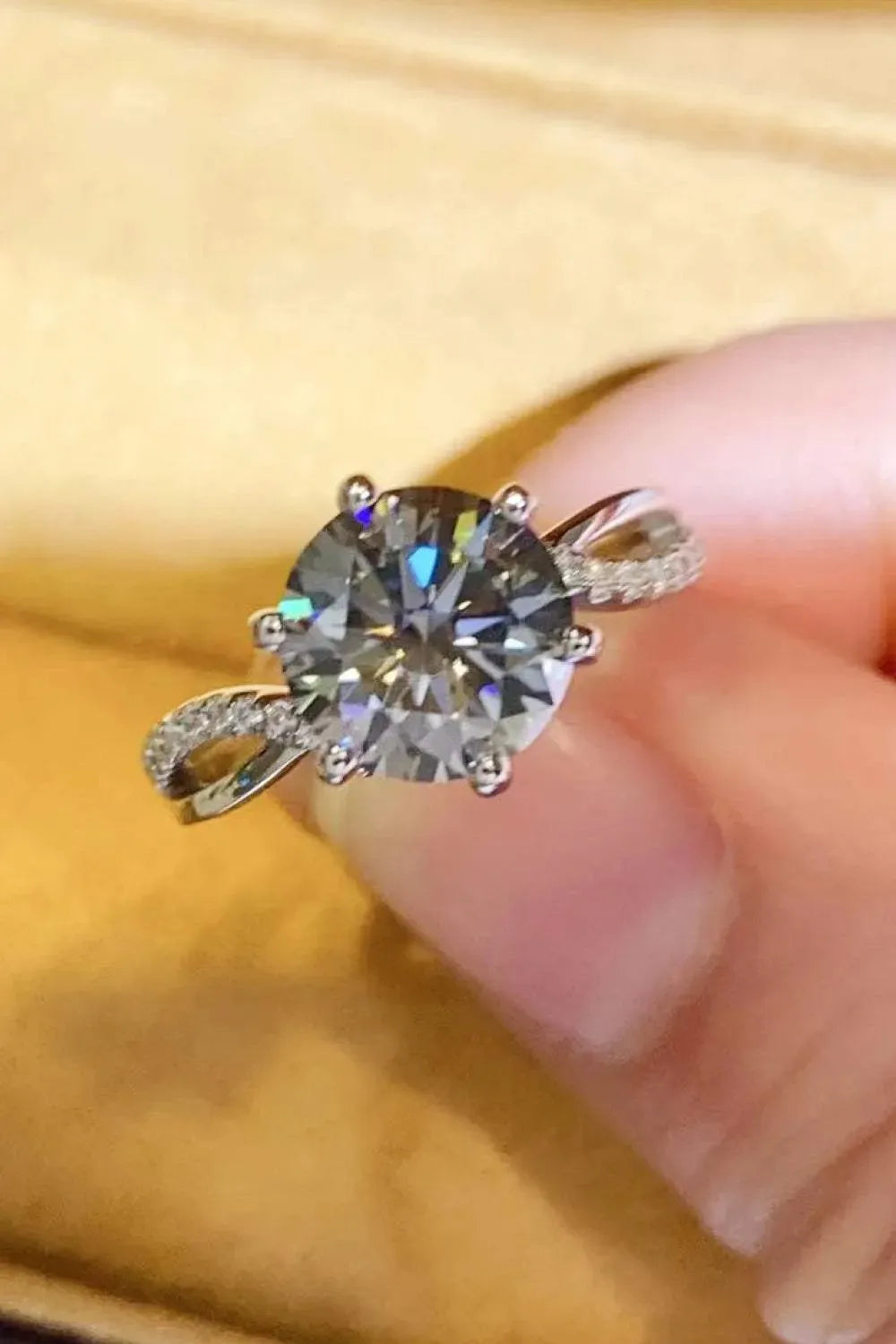 2 Carat Moissanite Ring in Smokey Gray Moissanite - Tophatter Daily Deals