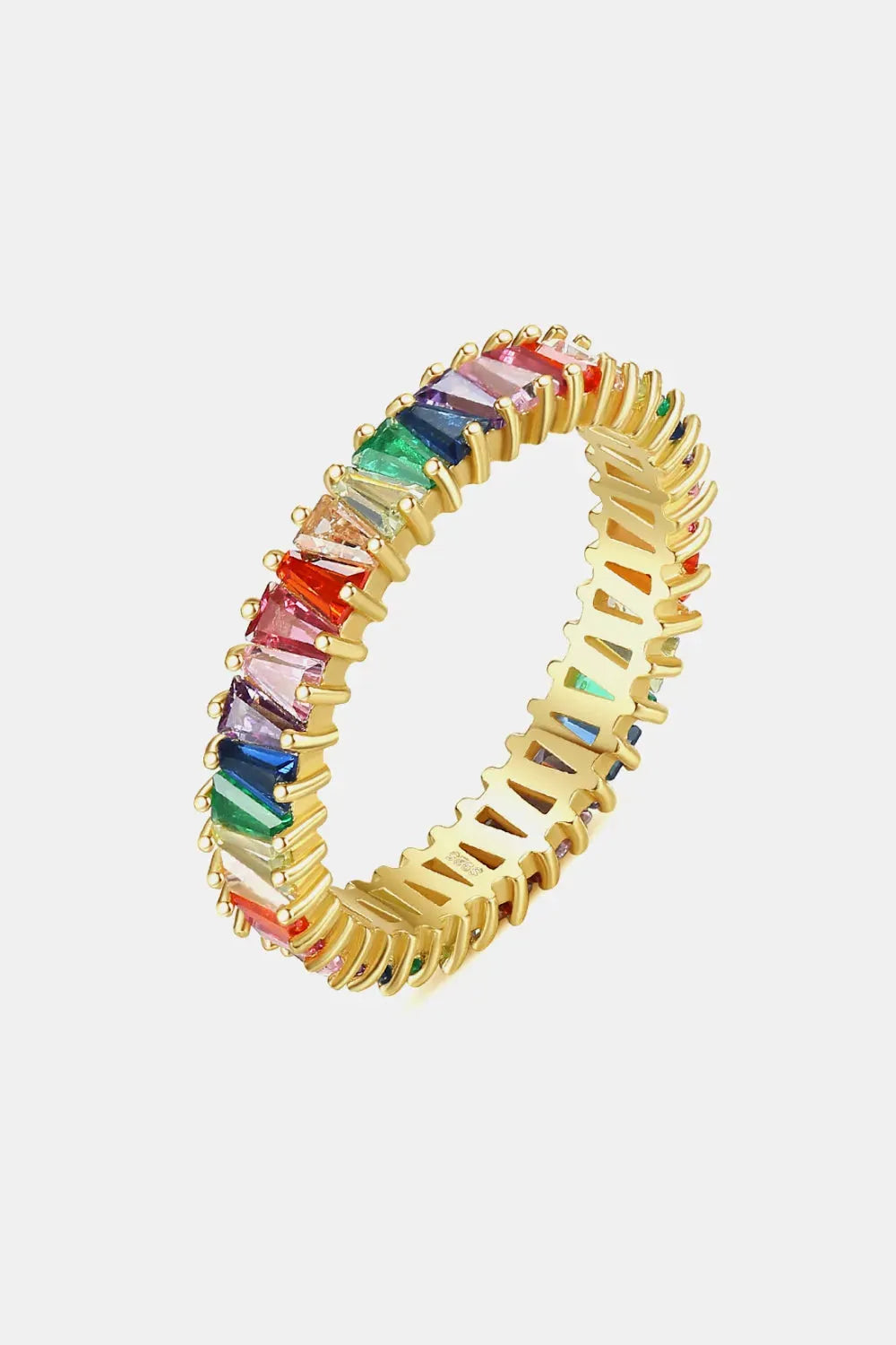 Multicolored Cubic Zirconia 925 Sterling Silver Ring Gold Rings - Tophatter Daily Deals