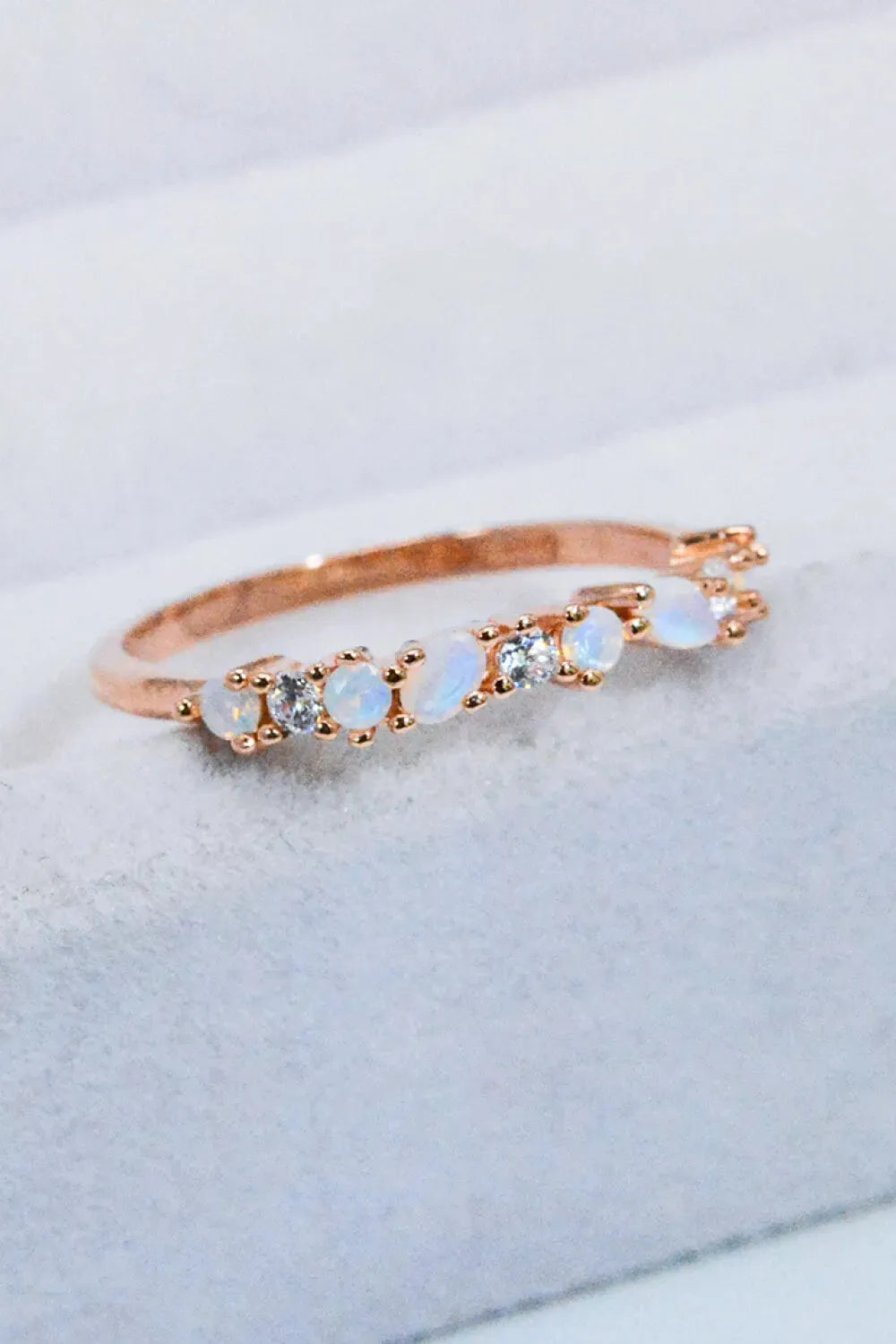 Moonstone and Zircon Decor Ring Moonstone Rose Gold Moonstone - Tophatter Daily Deals