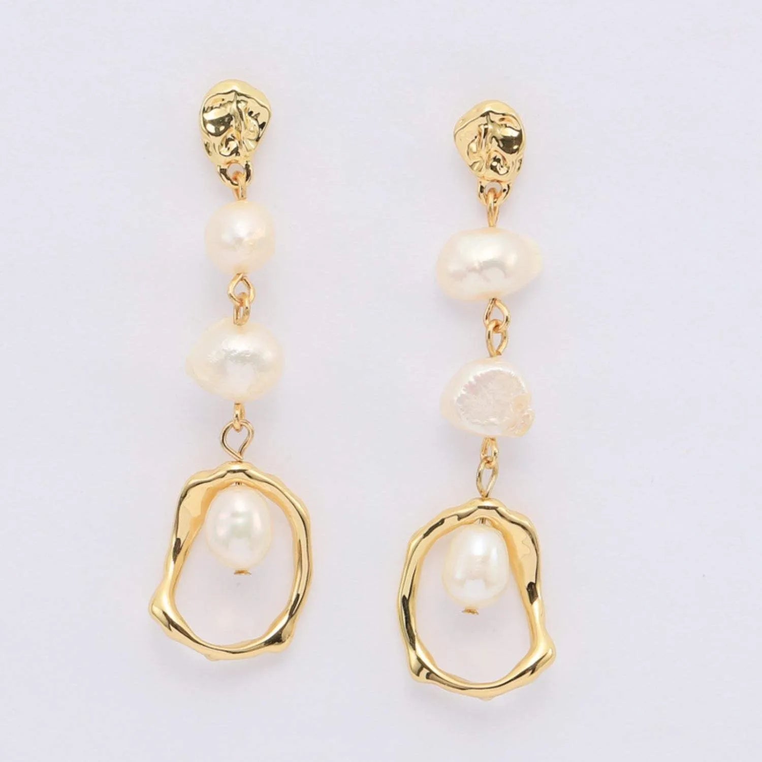Gold-Plated Freshwater Pearl Earrings Gold One Size Earrings - Tophatter Daily Deals