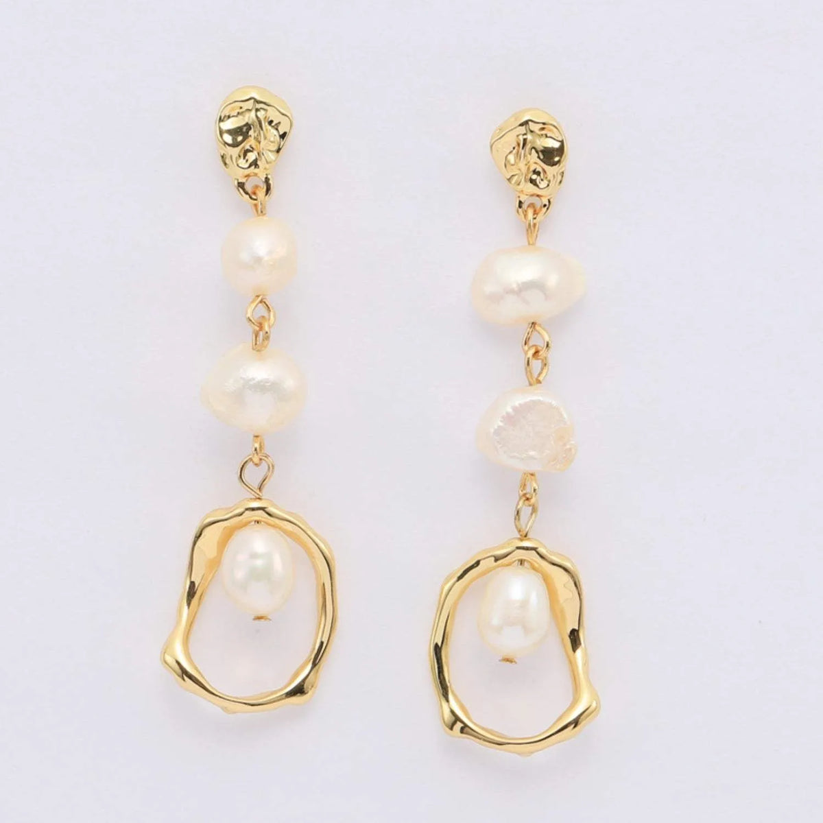 Gold-Plated Freshwater Pearl Earrings Gold One Size Earrings - Tophatter Daily Deals