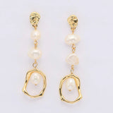 Gold-Plated Freshwater Pearl Earrings Gold One Size Earrings - Tophatter Daily Deals