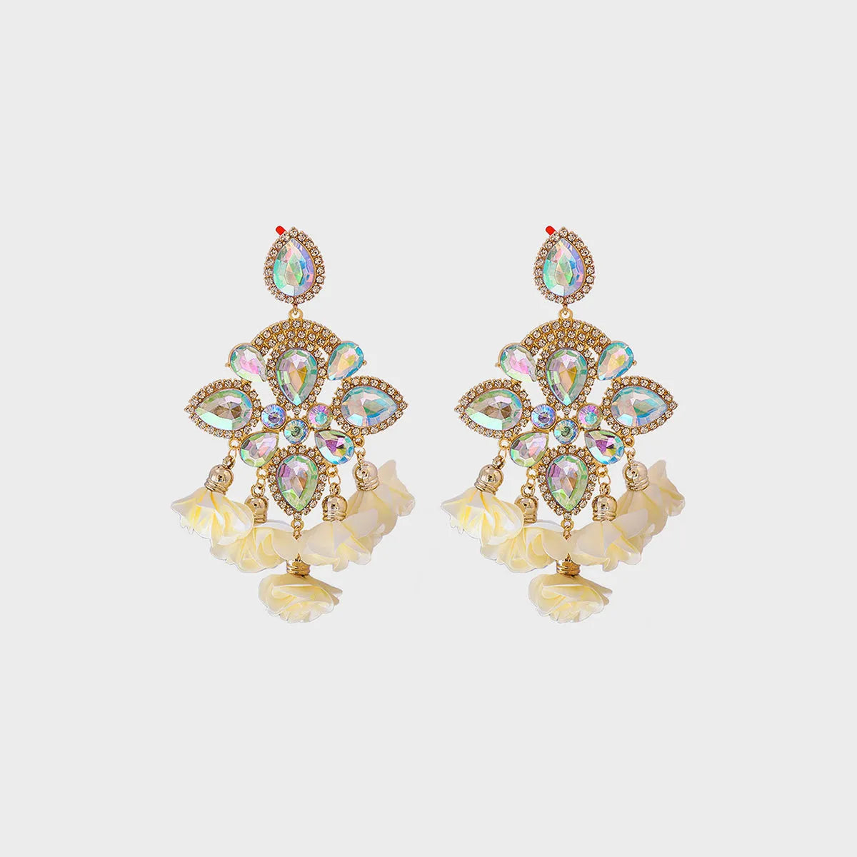 Flower Shape Rhinestone Alloy Dangle Earrings Ivory One Size Earrings - Tophatter Daily Deals