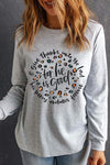 Graphic Round Neck Long Sleeve T-Shirt Charcoal Women's T-Shirts - Tophatter Daily Deals