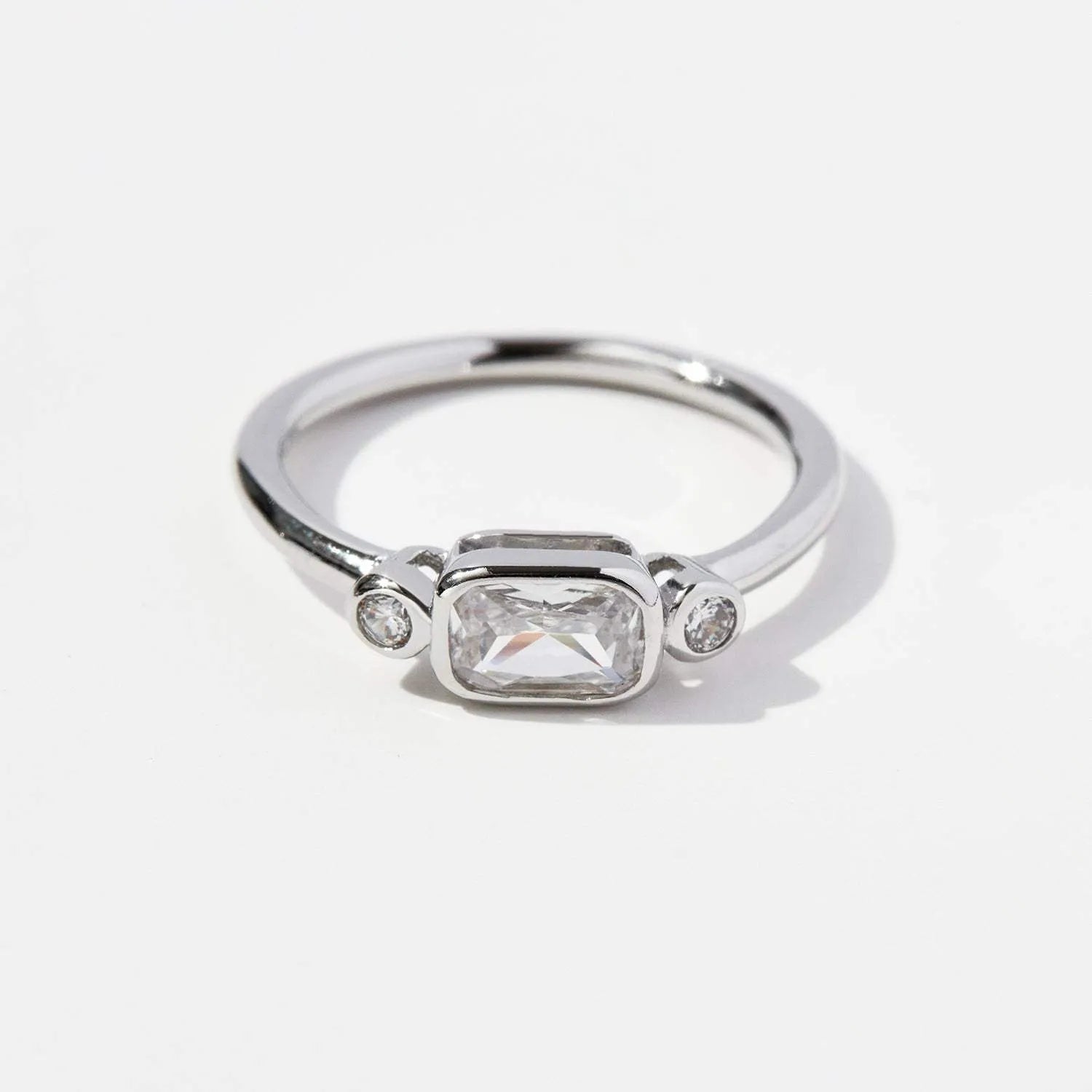 925 Sterling Silver Geometric Zircon Ring Silver Rings - Tophatter Daily Deals