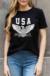 Simply Love Simply Love USA Eagle Graphic Cotton Tee Black Women's T-Shirts - Tophatter Daily Deals