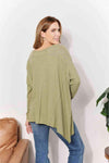 HEYSON Full Size Oversized Super Soft Rib Layering Top with a Sharkbite Hem and Round Neck Blouses - Tophatter Daily Deals