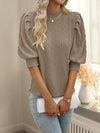 Texture Ruff Sleeve Mock Neck Blouse Blouses - Tophatter Daily Deals