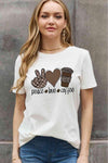 Simply Love Full Size PEACE LOVE COFFEE Graphic Cotton Tee Women's T-Shirts - Tophatter Daily Deals