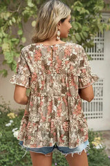 Floral Round Neck Short Sleeve T-Shirt Women's T-Shirts - Tophatter Daily Deals