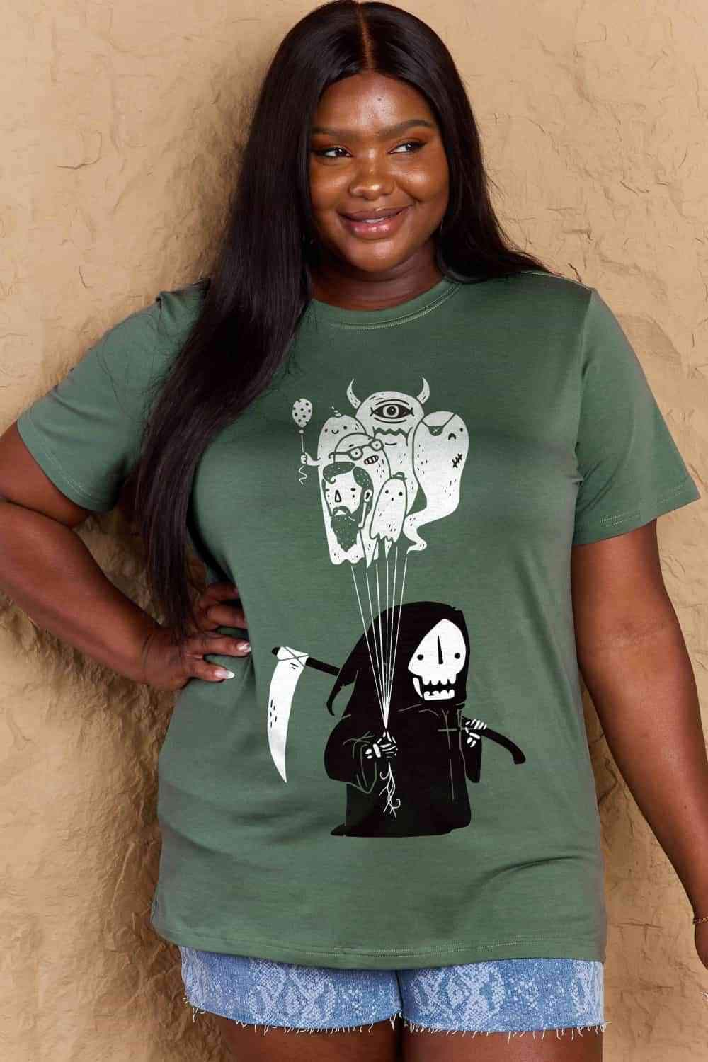 Simply Love Full Size Death Graphic T-Shirt Women's T-Shirts - Tophatter Daily Deals