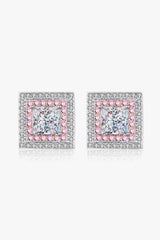 Moissanite Square Stud Earrings Pink White One Size Moissanite - Tophatter Daily Deals